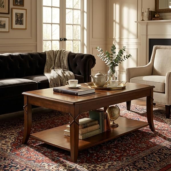 Carved Wood Table with Spliced Top