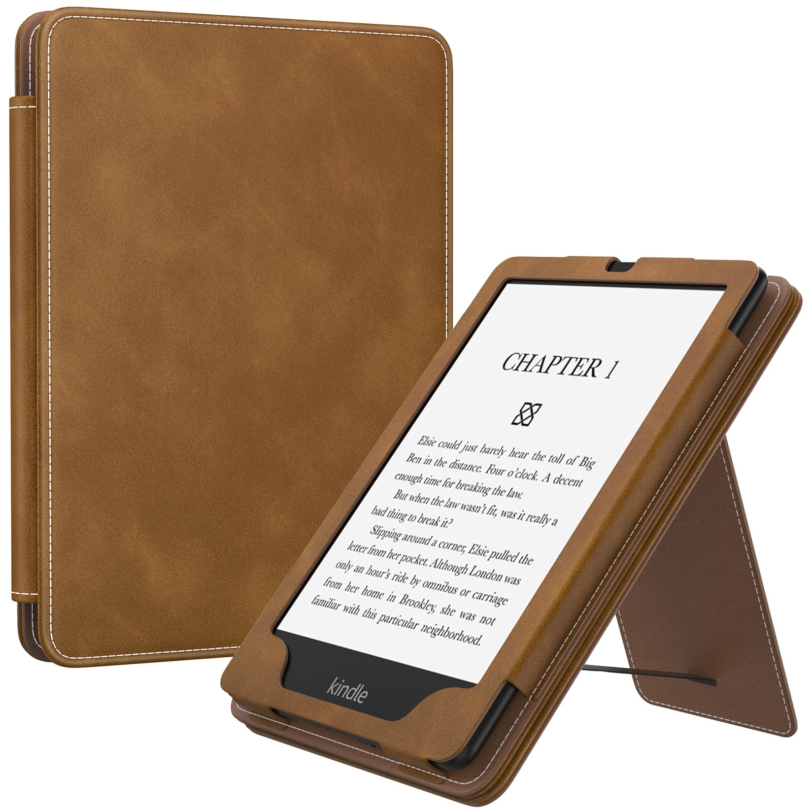 MoKo Case for 7"/6.8" Kindle Paperwhite(12th/11th Generation-2024/2021) and Kindle Colorsoft Signature Edition, Slim PU Shell Cover Case with Auto-Wake/Sleep for Kindle Paperwhite 2024, Brown