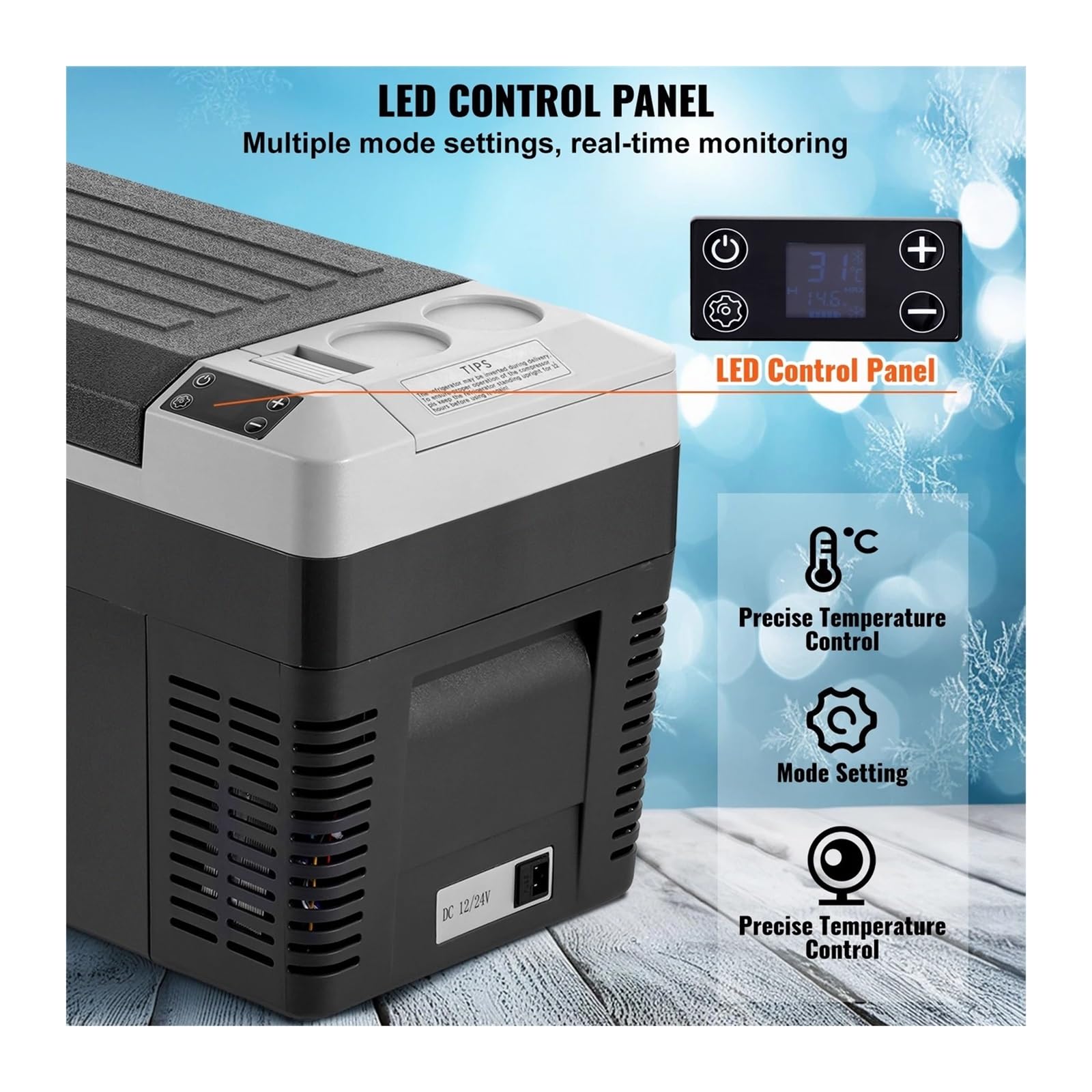 Refrigerador portátil for Coche de 12 voltios, refrigerador de una Sola Zona, congelador portátil, Temperatura Ajustable.