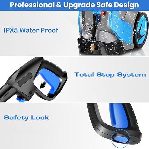 Miniatura 6 de Lavadora eléctrica a presión 5000PSI 4.0GPM con manguera de presión M22-0.551 in 33 pies, rociadores eléctricos de alta presión con limpiador de