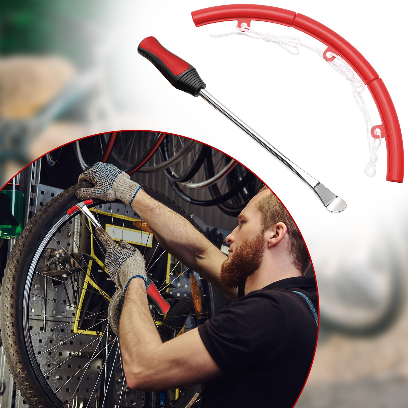 Zestaw 28 sztuk łyżek do opon – narzędzie dźwigniowe do opon z 3 osłonami obręczy – łyżki montażowe do opon do motocykli, rowerów i samochodów