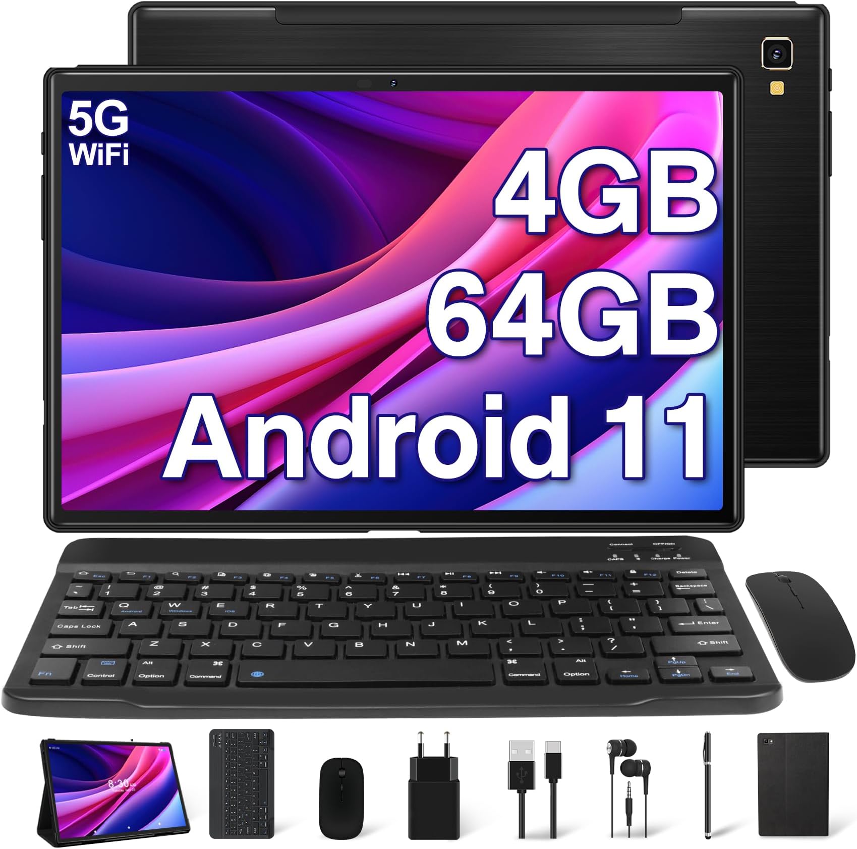 Tablette Android 10 pouces Android 12 Tablette PC 8 Go de RAM 256 Go de ROM Tablette