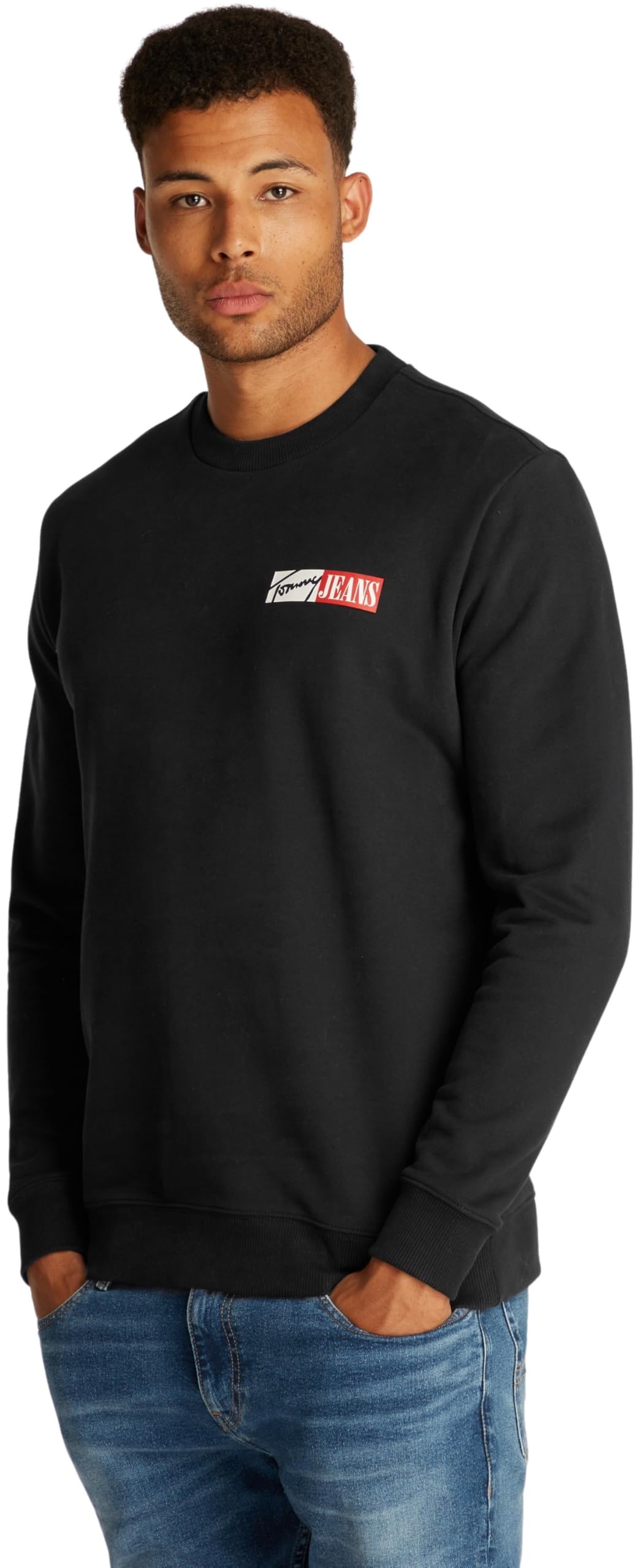 Tommy Jeans Men’s Entry Graphic Round Neck Sweatshirt, Black (Black), XXL