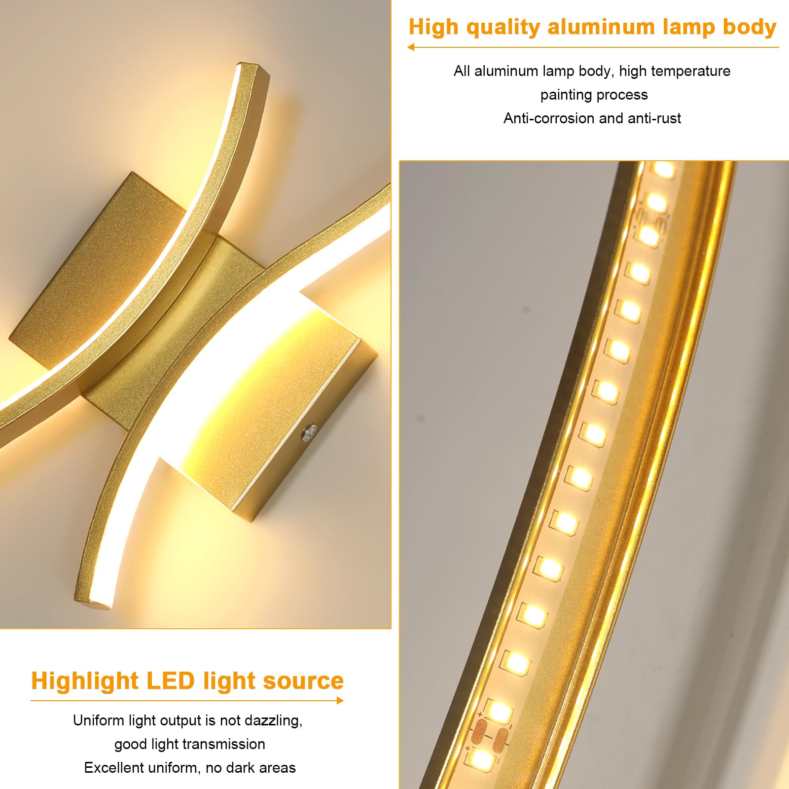 Comely Applique Murale Intérieure LED 27W 3075LM 80CM, Luminaire Mural LED pour Salon Chambre Escalier, 3000K Lumière Chaude