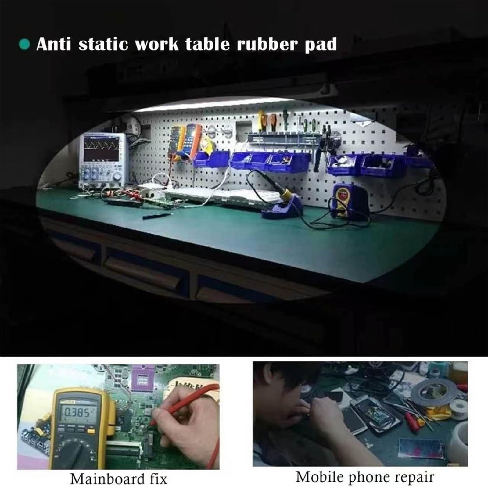 Rollos alfombrilla antiestática Estera De Soldadura Antiestática, Trabajo De Mantenimiento De Laboratorio De Reparación De Equipos ESD, Reparación De Computadoras | W L 0.5 x 10m