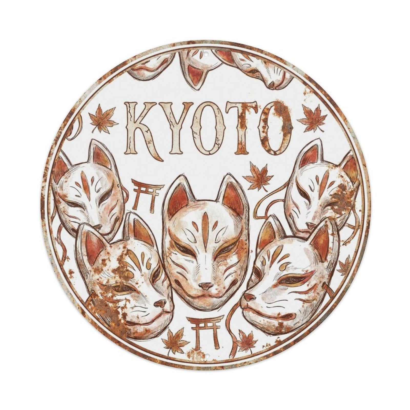 Vintage Travel Kyoto Japan Kingdom Vintage Metal Tin Sign Plaque Wall Decor for Cafe, Club Bar, Office, Garden Metal Poster 8x8Inch
