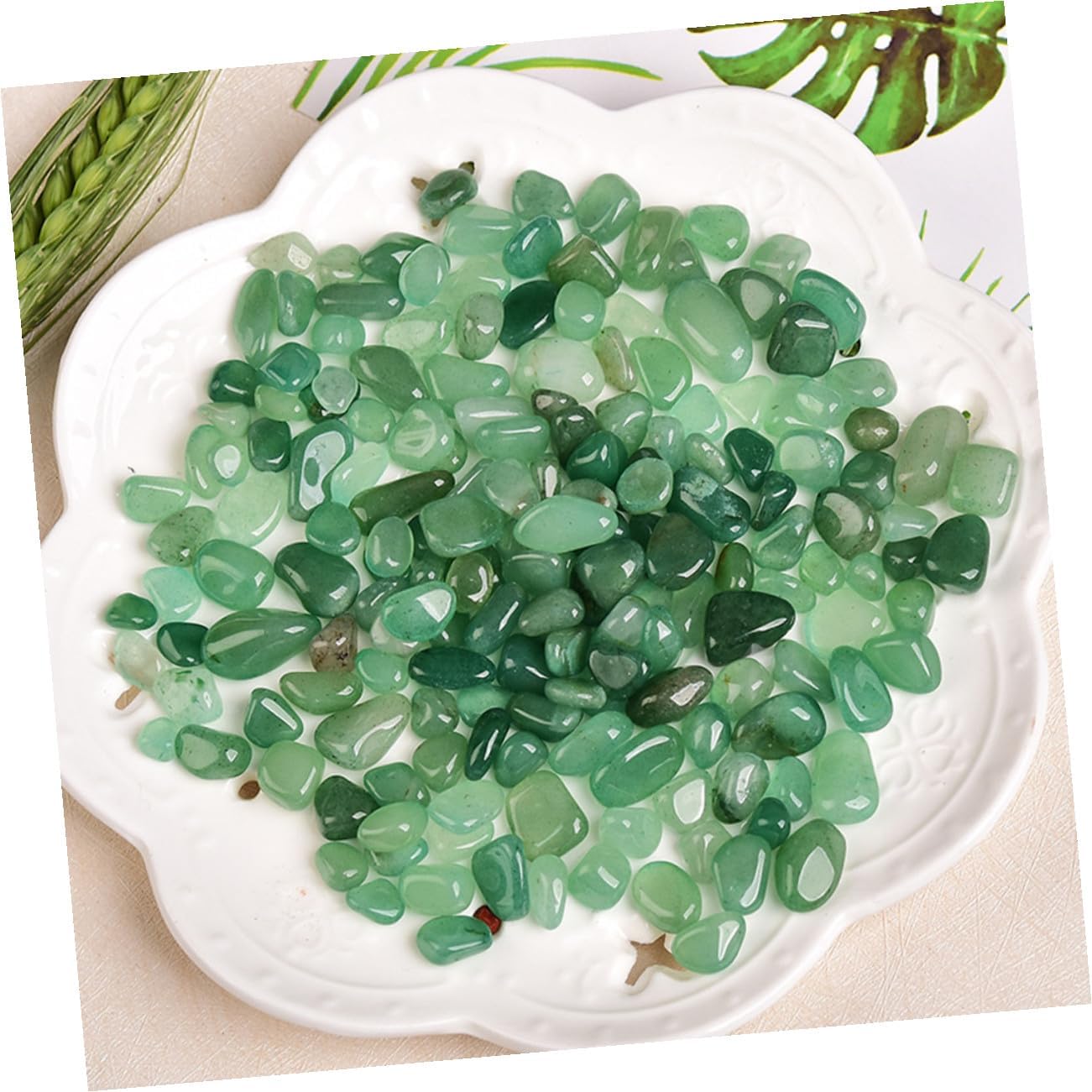 GANAZONO Natural Aventurine Aquarium Rocks 7-9mm Bulk Decorative Gravel 2lb Fish Tank Landscaping Stones for Aquarium Supplies and Aquatic Pets