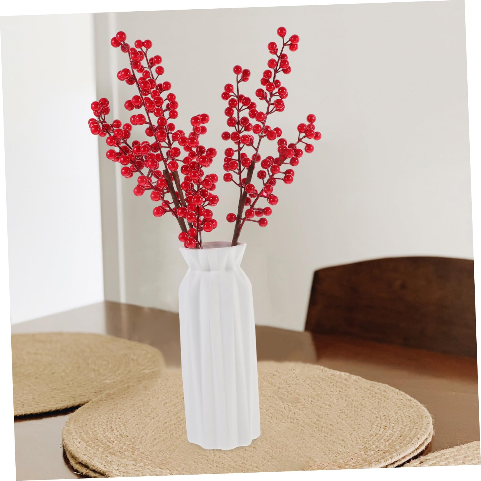 Ramo De Bayas Artificiales Rojas 6 Piezas Tallos De Baya Falsos Espuma Decoración Navideña para Bodas y Fiestas Hogar y Jarrón