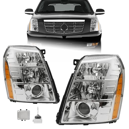 A Pair With Ballast HID/Xenon Headlight Assembly Fit for 2007-2014 Cadillac Escalade Headlamp HID Projector Left Driver and Right Passenger Side With Bulbs GM2503348 20806109 25897648