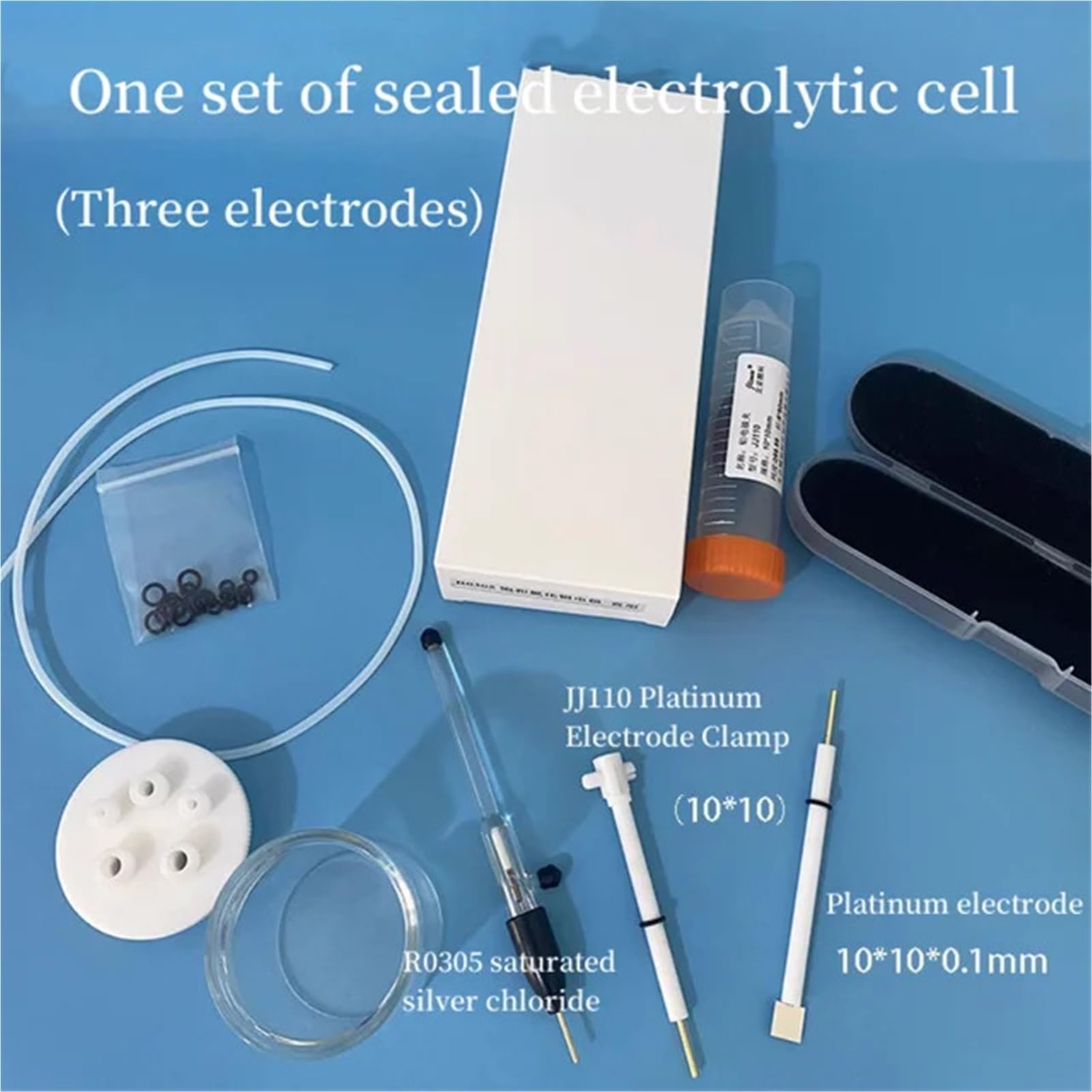 sujeniir Electrochemical Three Electrode System C001 Five Port Sealed electrolytic Cell+Three electrodes(200ml)