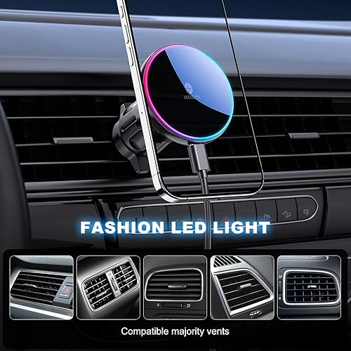 Miniatura 6 de MOKPR Cargador de coche Mag-Safe, soporte magnético para teléfono para tu cargador de coche, salpicadero, parabrisas, ventilación magnética,