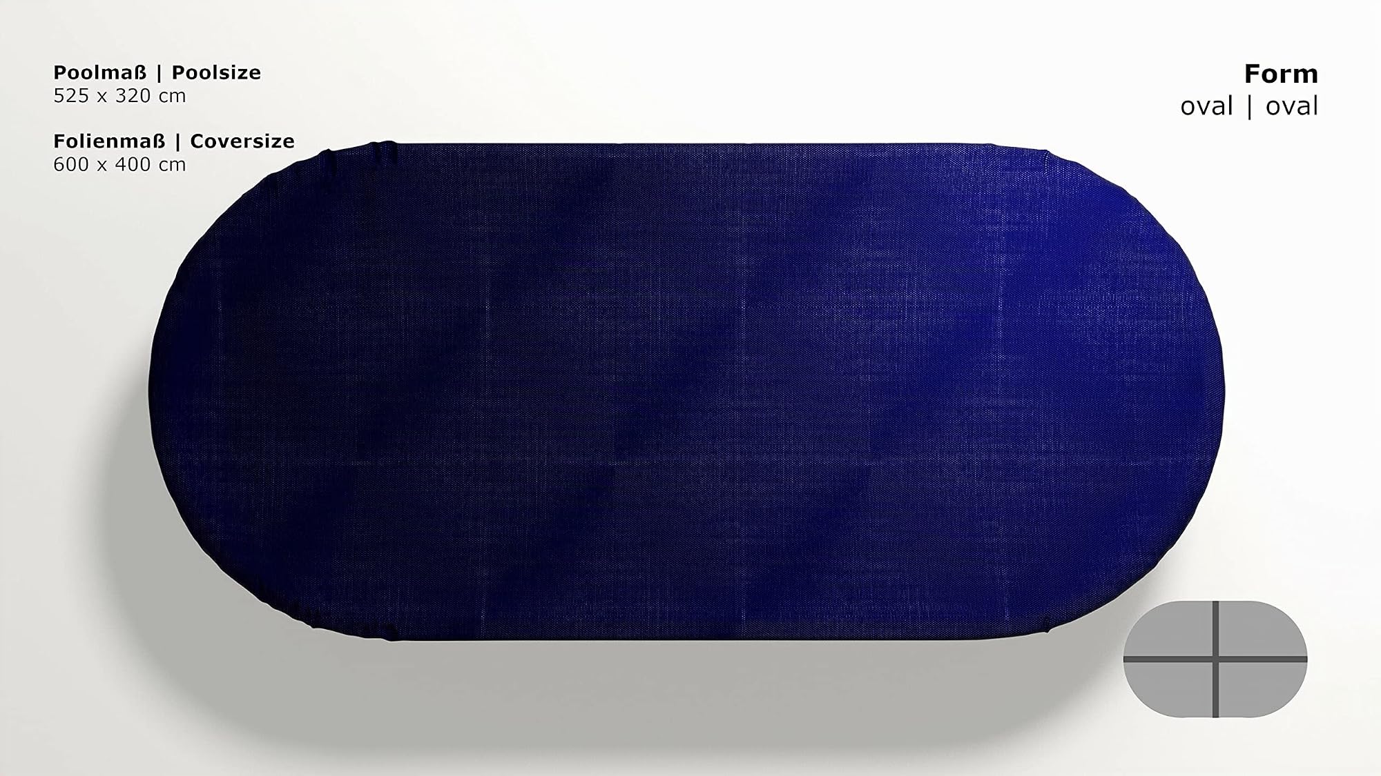 GRASEKAMP Qualität seit 1972 Abdeckplane für Pool oval 525x320cm Royalblau Planenmaß 600x400cm Sommer Winter