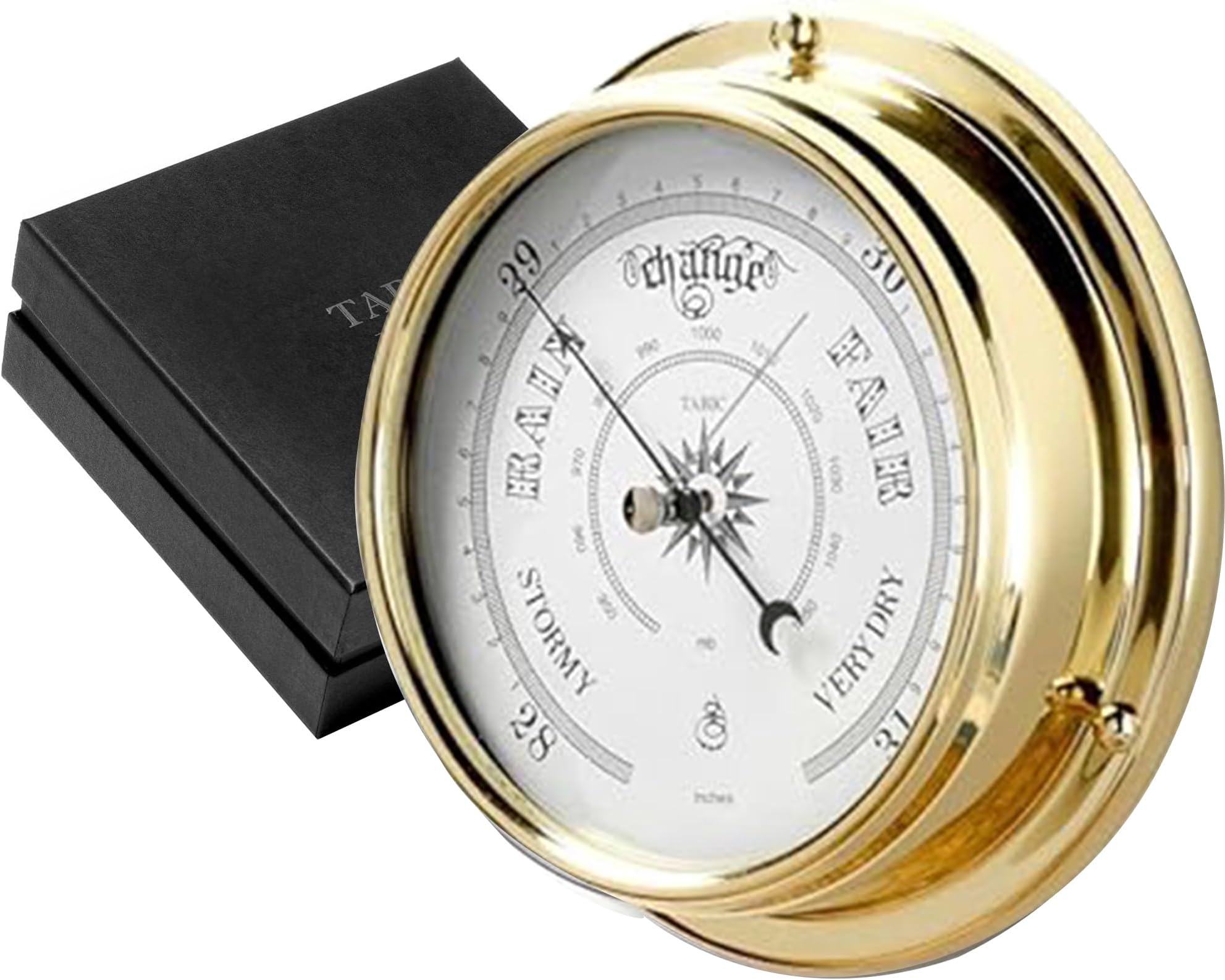 Traditional Brass Barometer, Heavy Lacquered Brass (1/2kg), Weather Instrument, Yacht Ship Sailing Clock, Gift, Handmade in England