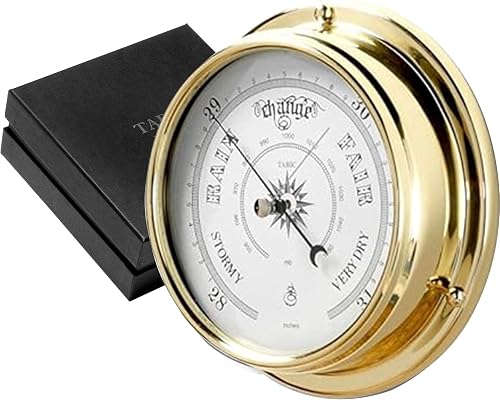 Traditional Brass Barometer, Heavy Lacquered Brass (1/2kg), Weather Instrument, Yacht Ship Sailing Clock, Gift, Handmade in England
