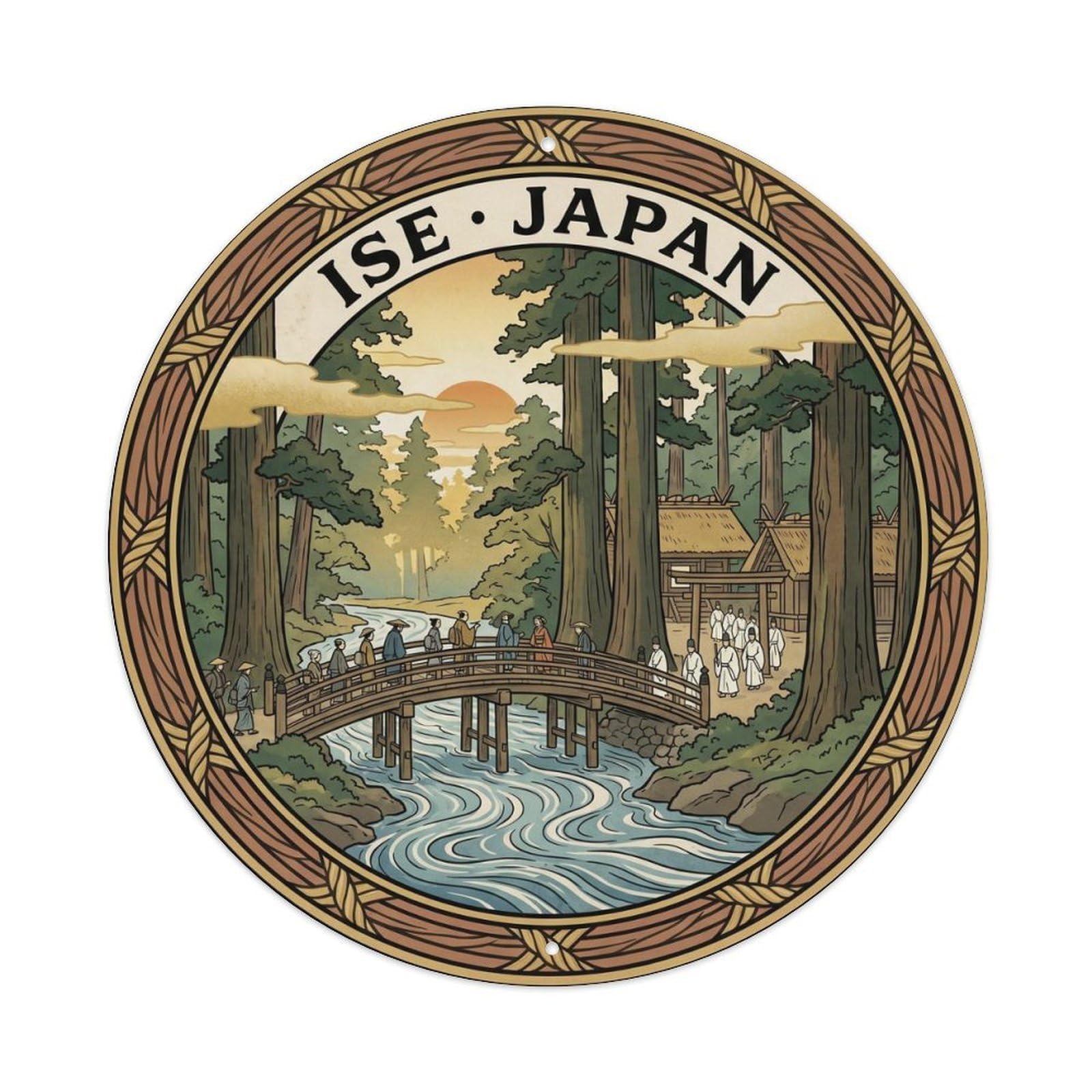 Ise Shrine Cedar Forest Castle Travel Festival Culture Metal Tin Sign