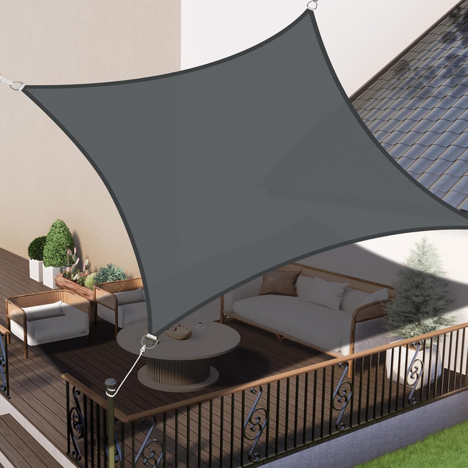 Tenda Da Sole Rettangolare 4x5m LOVE STORY - Impermeabile E Anti-UV Per Giardino, Terrazzo, Balcone