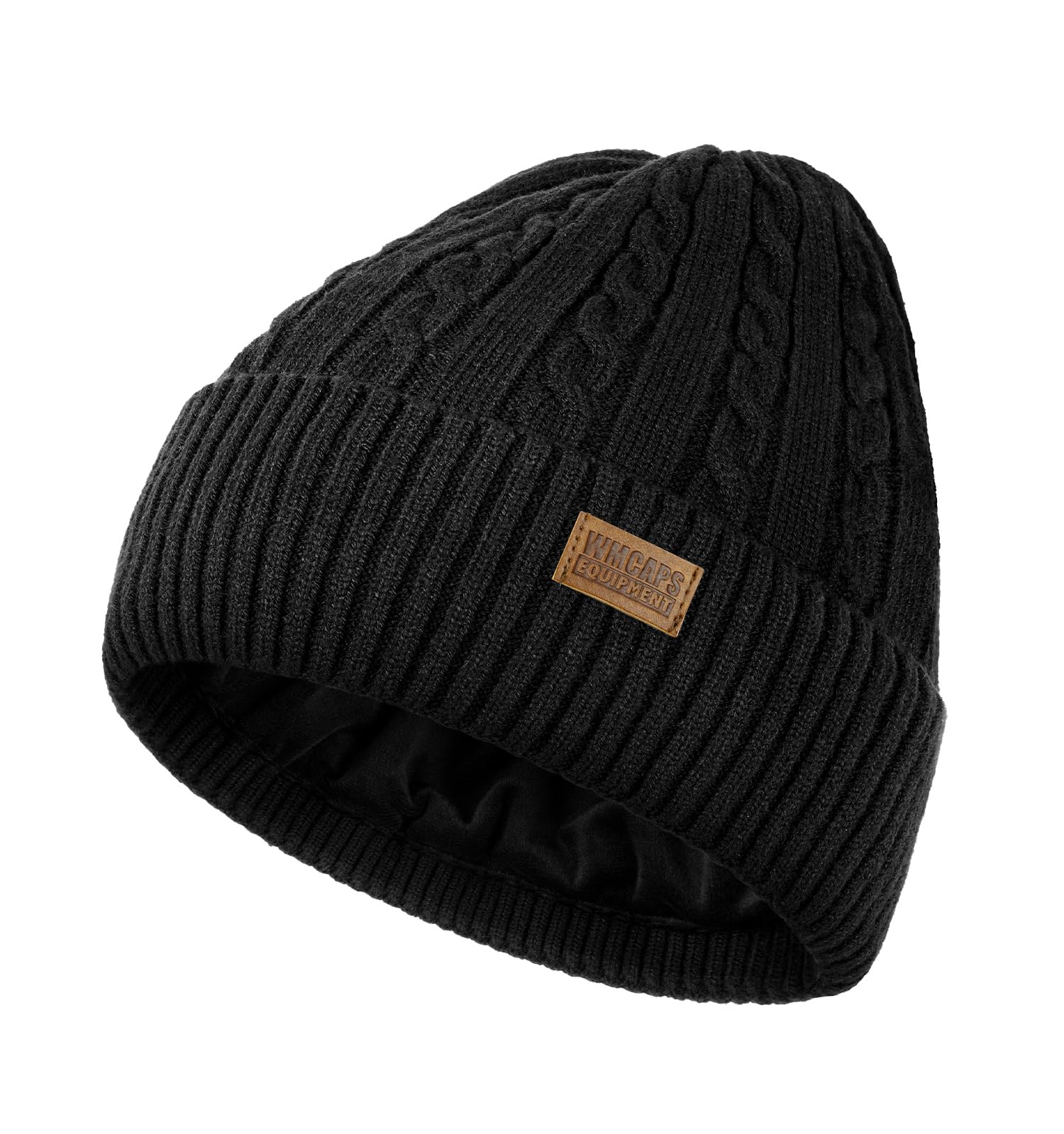 Cable knit hat with fleece lining Womens Cable Knit Soft Lamb main image 3