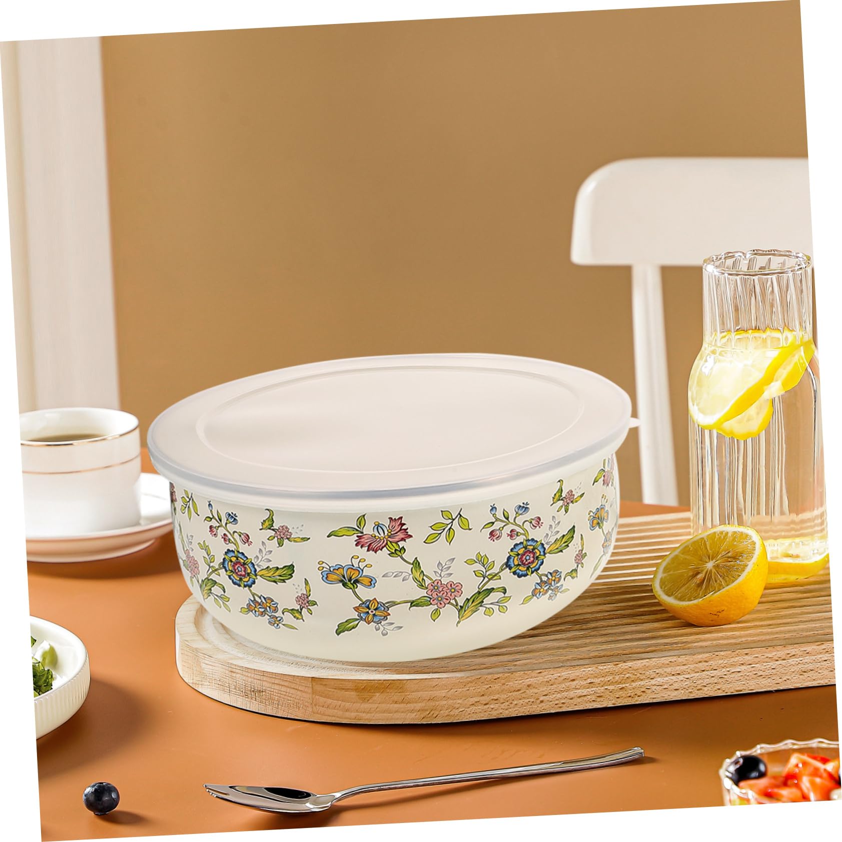 Emaille Schüssel Set 5Er Mit Deckel – Stapelbare Rührschüsseln Für Küche Und Kühlschrank Frischhaltende Aufbewahrungsschalen Für Salat Obst Und Lebensmittel 3.94X3.94X1.97In