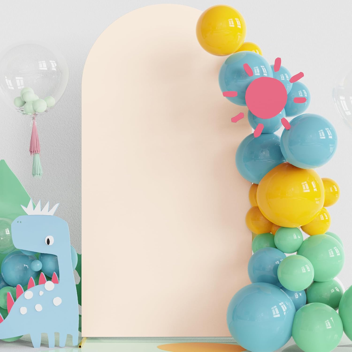 Fomcet Metal Arch Backdrop Stand and 6.6FT Beige Wedding Arch Cover for Wedding Ceremony Birthday Party Baby Shower Decoration