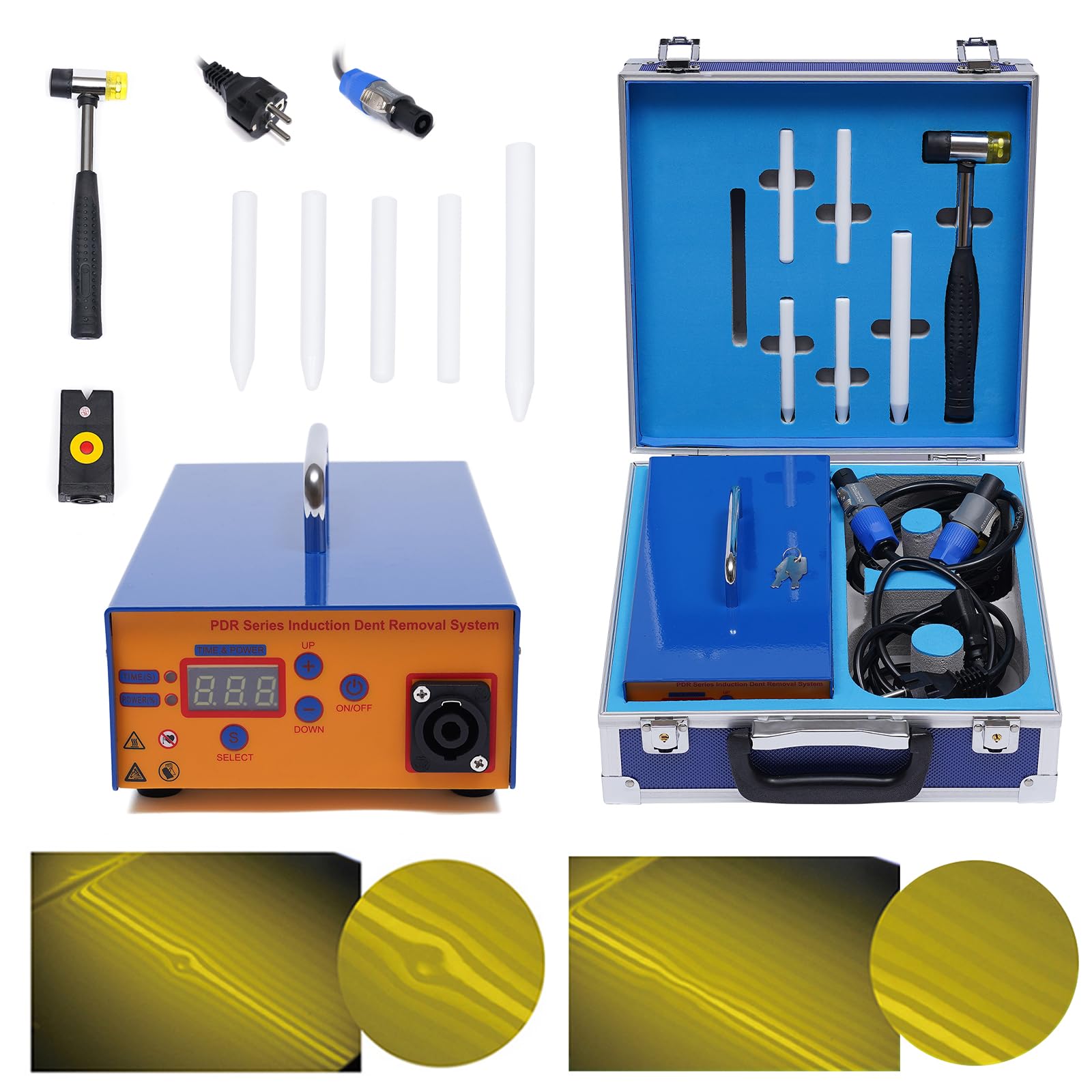Zestaw naprawczy do samochodu, 1,38 kW, 220 V, PDR elektromagnetyczny ściągacz wgnieceń samochodowych, elektromagnes, zestaw naprawczy Hot Box Auto Paintless Dent Repair Tool ze skrzynką na