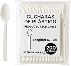 White Reusable Spoons, Extra Heavy Duty Silverware, Plastic Cutlery, Suitable for Parties, Birthdays, Picnics, Catering or Events, Dishwasher Safe, Length 16.5 cm, Pack of 200