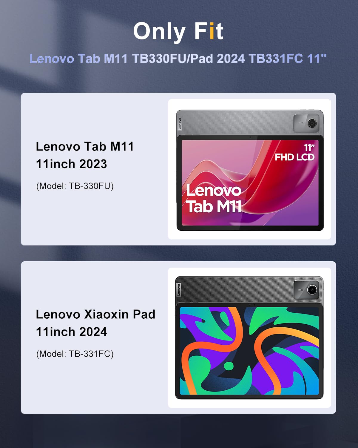 TiMOVO Cover per Lenovo Tab M11 2024 11 Pollici TB330 con Portapenna, Cover Protettiva con Supporto a Tre Ante, Trasparente sul Retro, Supporta Auto Sveglia/Sonno per Lenovo Tab M11, Nero