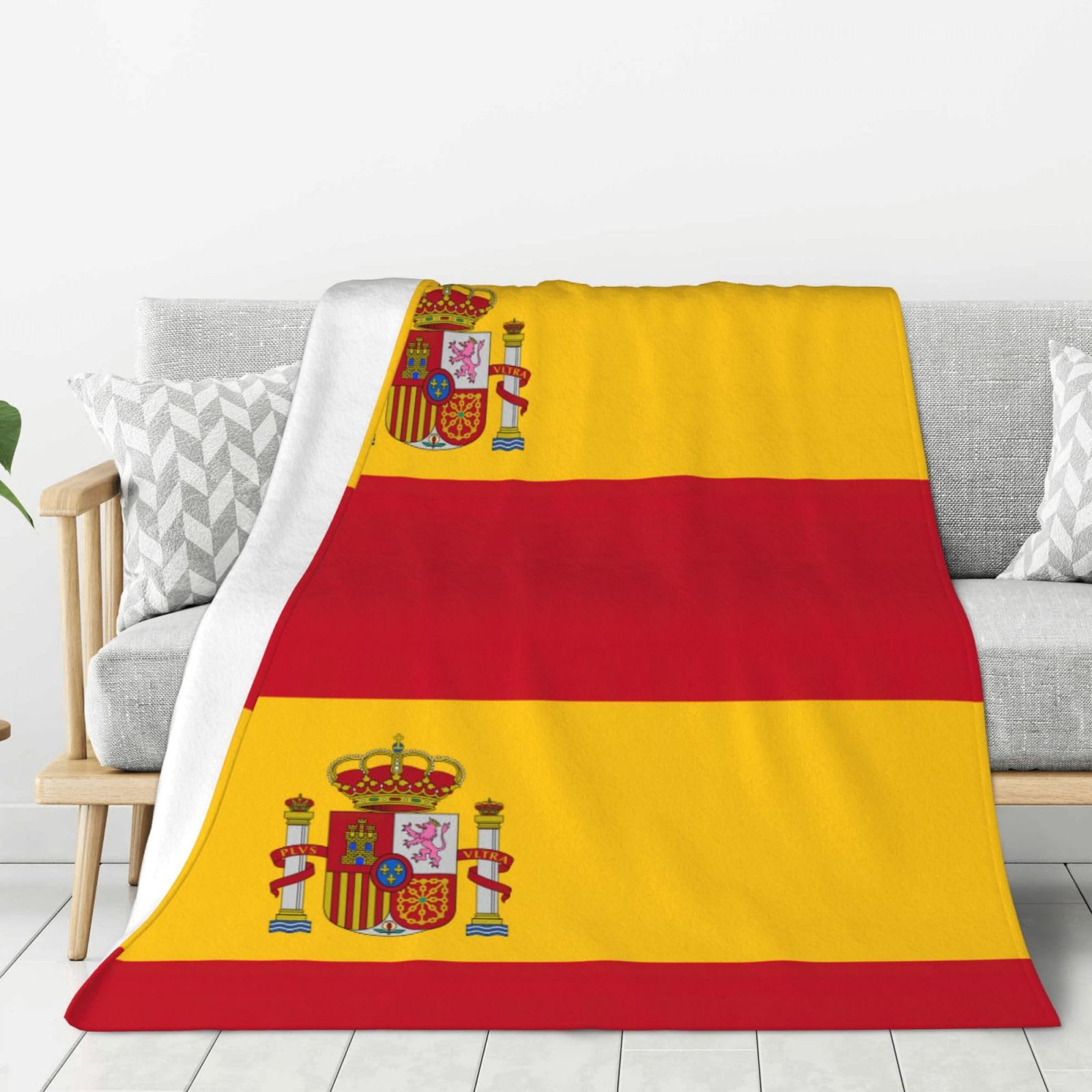 Couverture en flanelle drapeau espagnol jeté de lit doux pour canapé