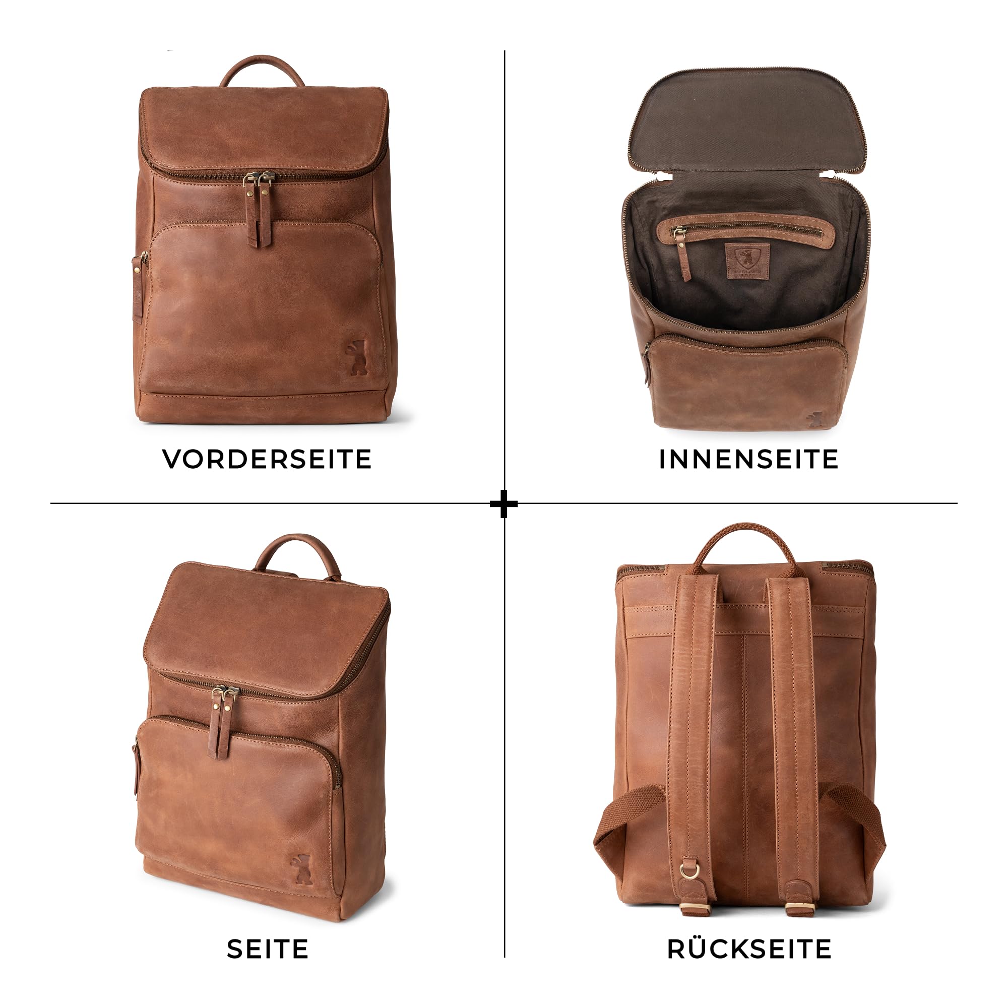 Berliner Bags Rucksack Sydney Vintage Leder, Cityrucksack Damen - Braun