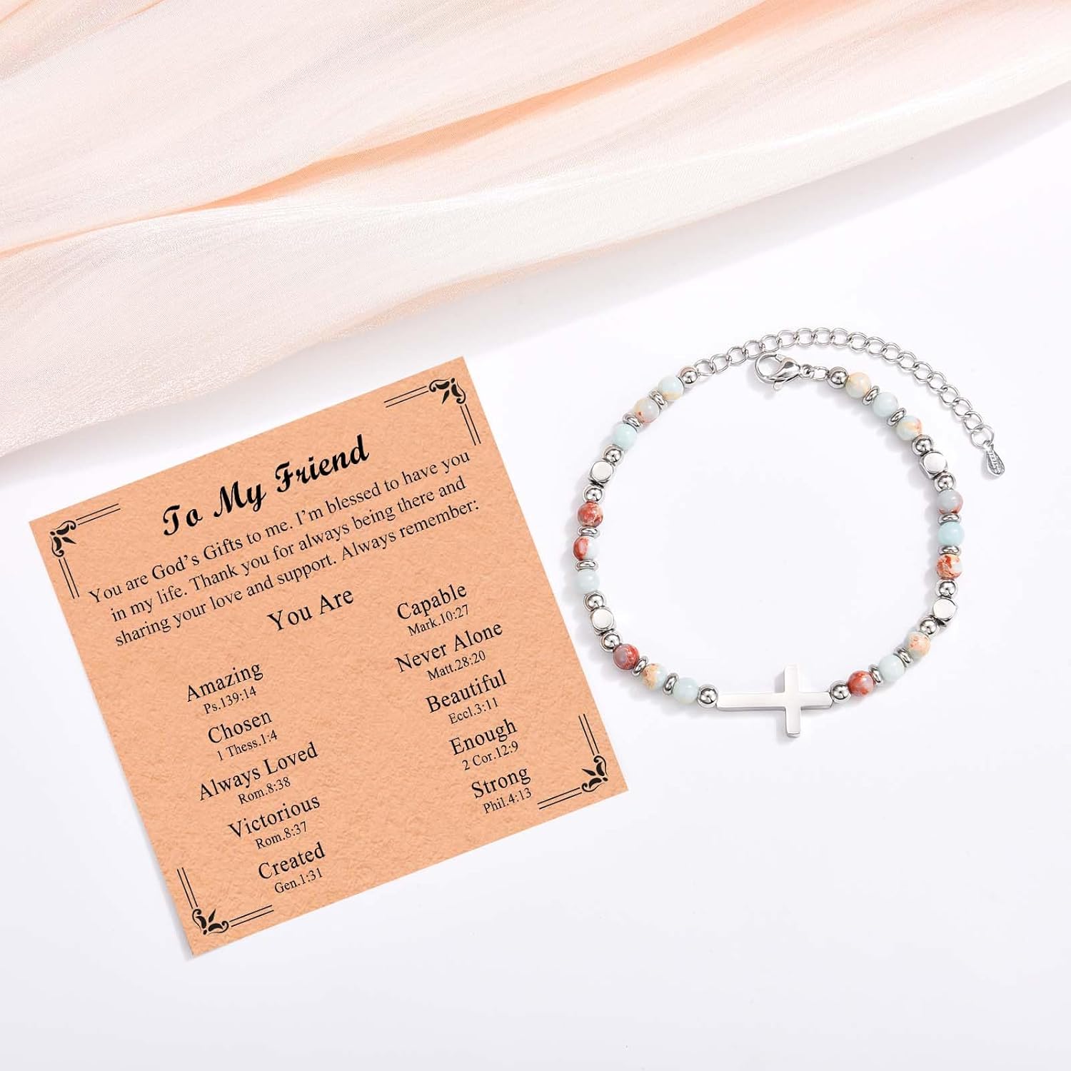 Teen Girl Women Cross Bracelet Gifts for Best Friend Sister Daughter Granddaughter Niece Christian Religious Birthday Christmas Valentines Easter Baptism Mothers' Day Graduation Gifts for Girls Women - Image 3