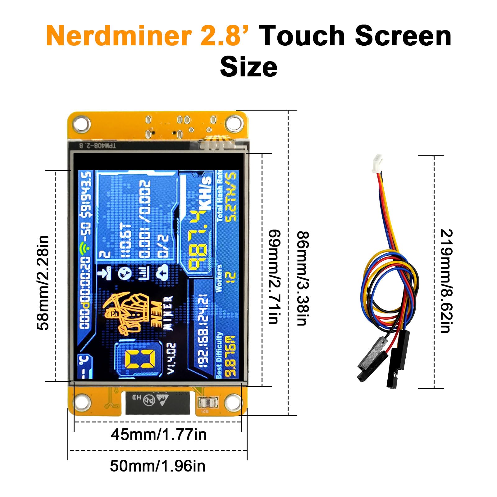 NerdMiner V2 Binghe 410KH/s solo lottery Crypto Lottery Miner met 2,8 inch TFT-display ESP32 WROOM compatibel met Nerd Miner