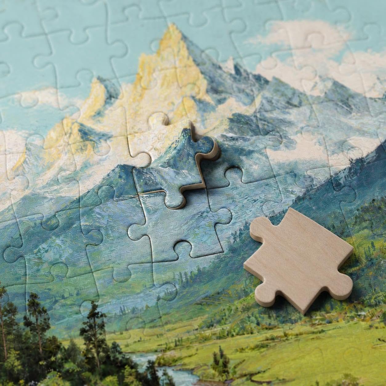 Puzzle en Bois Thème Montagne Adulte, 16 modèles, avec Cadre, 300 pièces