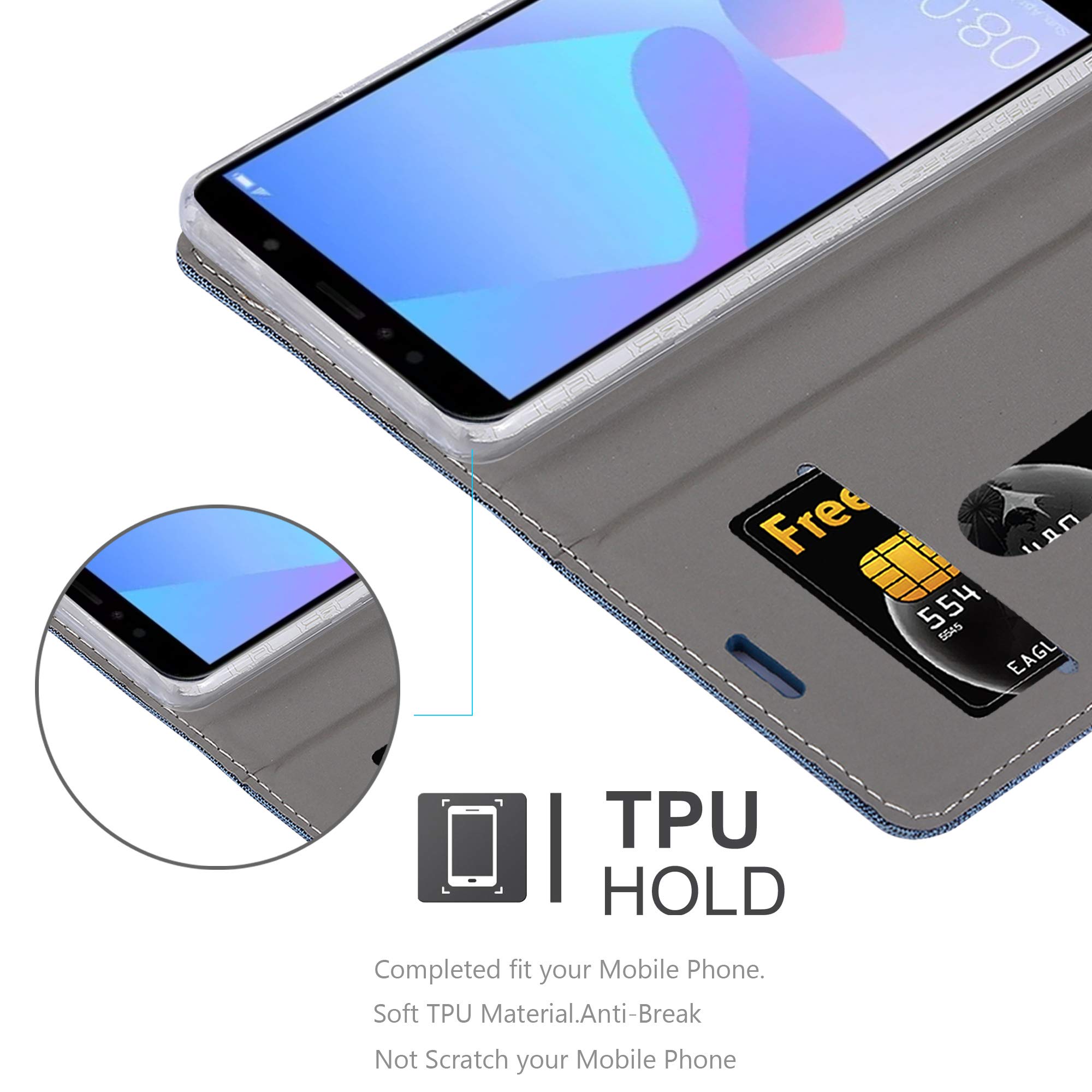 Custodia Libro Cadorabo Per Huawei Nexus 6P - Portafoglio Con Vani Carte, Chiusura Magnetica E Funzione Stand (Blu Scuro/Nero)