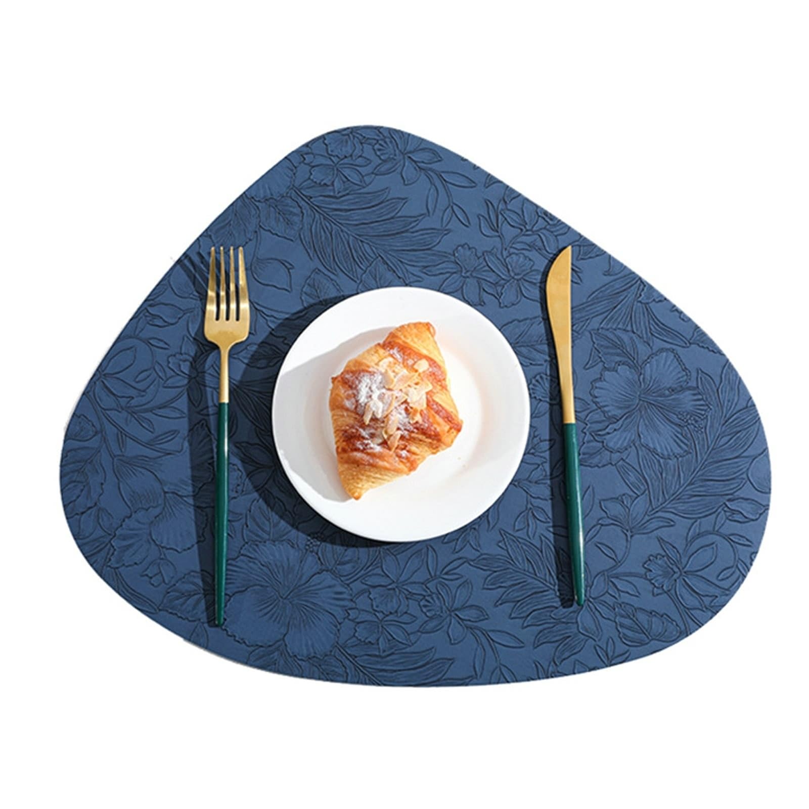 Set de table bleu foncé triangle motif floral 34x42 cm lot de 2 pour table de cuisine