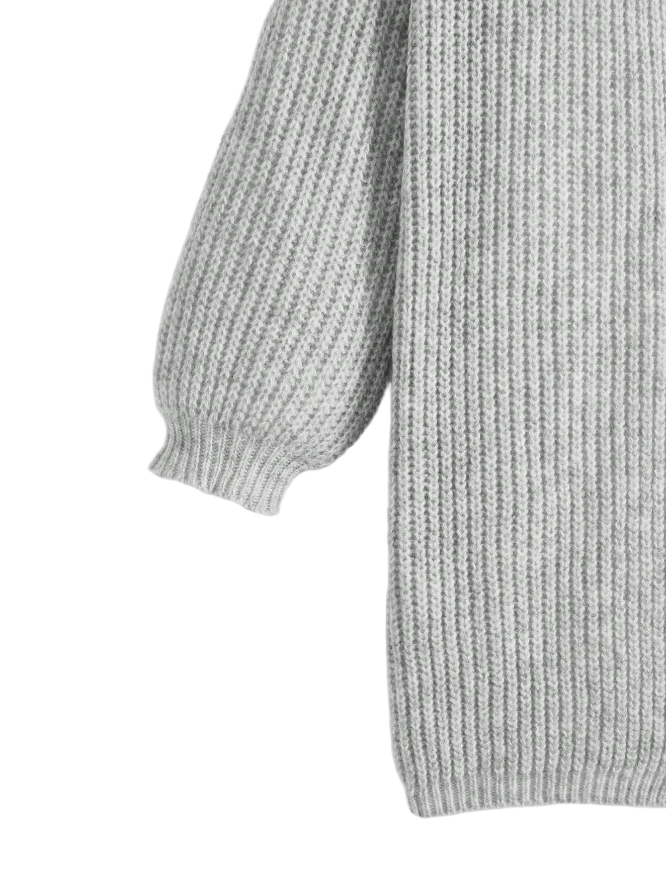 SweatyRocks Sweter z dzianiny dziewczęcy, luźny, długi kardigan, długi rękaw, sweter z dzianiny, dekolt w serek, koszulka z długim rękawem, otwarty przód, płaszcz z dzianiny, jesienny strój