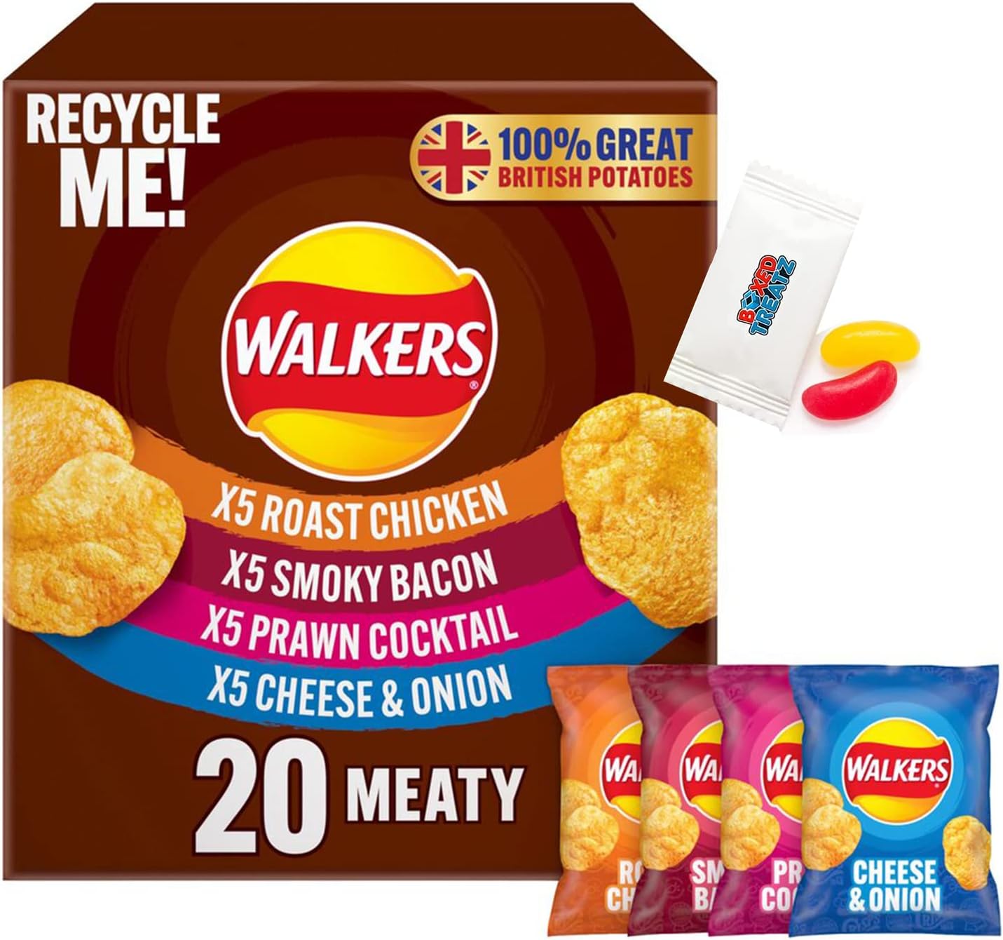 Walkers Meaty Variety Crisps 20X25g Multipack Of Walkers Meaty Variety