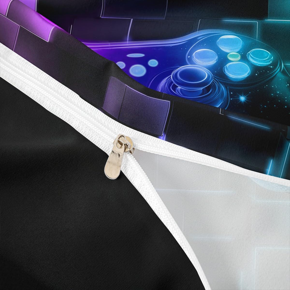 Homewish - Juego de funda nórdica infantil de 200 x 200 juegos, juego de cama para adolescentes, juegos de funda nórdica, diseño de galaxia, mando de videojuegos, cubrecama, cuadrícula geométrica