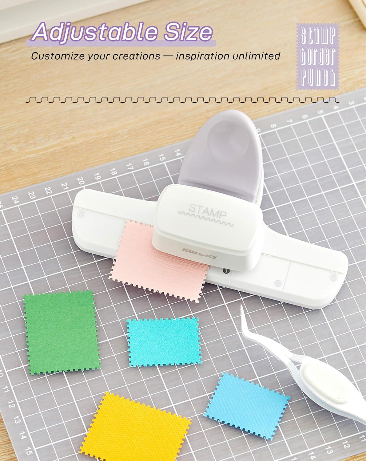 Upgraded Stamp Edge Cutter – Adjustable Postage Stamp Border Punch for Scrapbooking, Greeting Cards, Journaling & Paper Crafts, Ideal Stamps for Crafting & Stamp Making