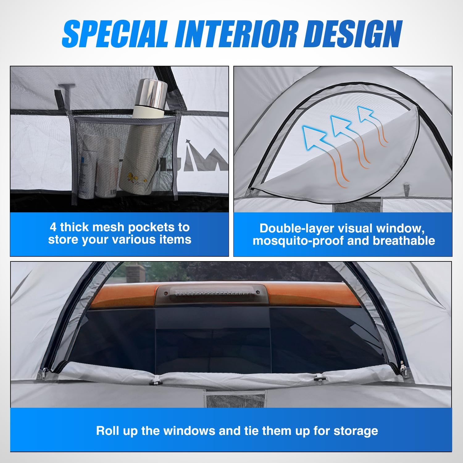 Nilight LKW-Bettzelt, 150-150 cm, Pickup-Zelte mit Regenfliege, wasserdicht, PU2000 mm, Doppellagiges Zelt für LKW, 2 Personen, tragbar, volle Größe, Kurze Heckklappe, Bettzelt für Camping