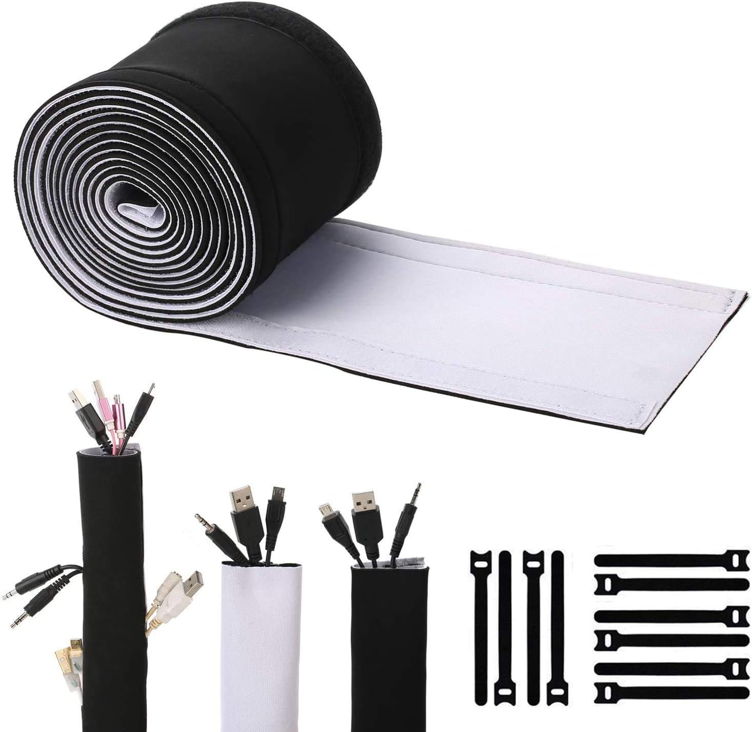 ENVEL, Neoprene Cable Organizer, Cable Cover to Hide TV Network USB PC Cables