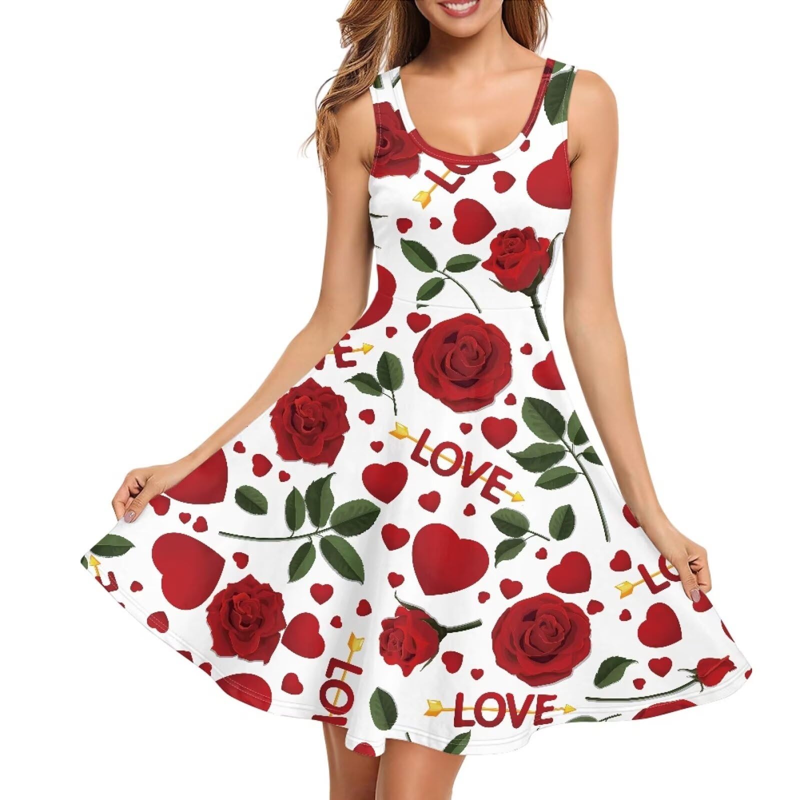 Dreaweet Casual Sleeveless Dresses for Women Girls, Round Neck Tank Dresses with Pockets Summer Sundress Size XS-4XL