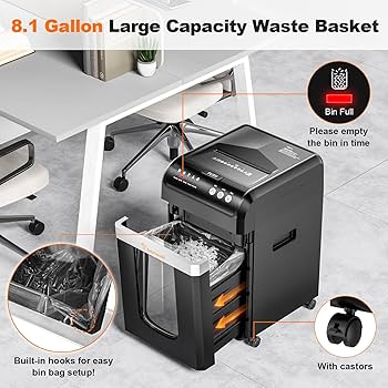 Bonsaii 200-Sheet Auto Feed Paper Shredder, 60 Minutes Nonstop Heavy Duty Shredders, 8.1 Gallon Large Bin Office Document Shredder, Micro-Cut/High Security P-4 Commercial Grade Shredder (C283-A