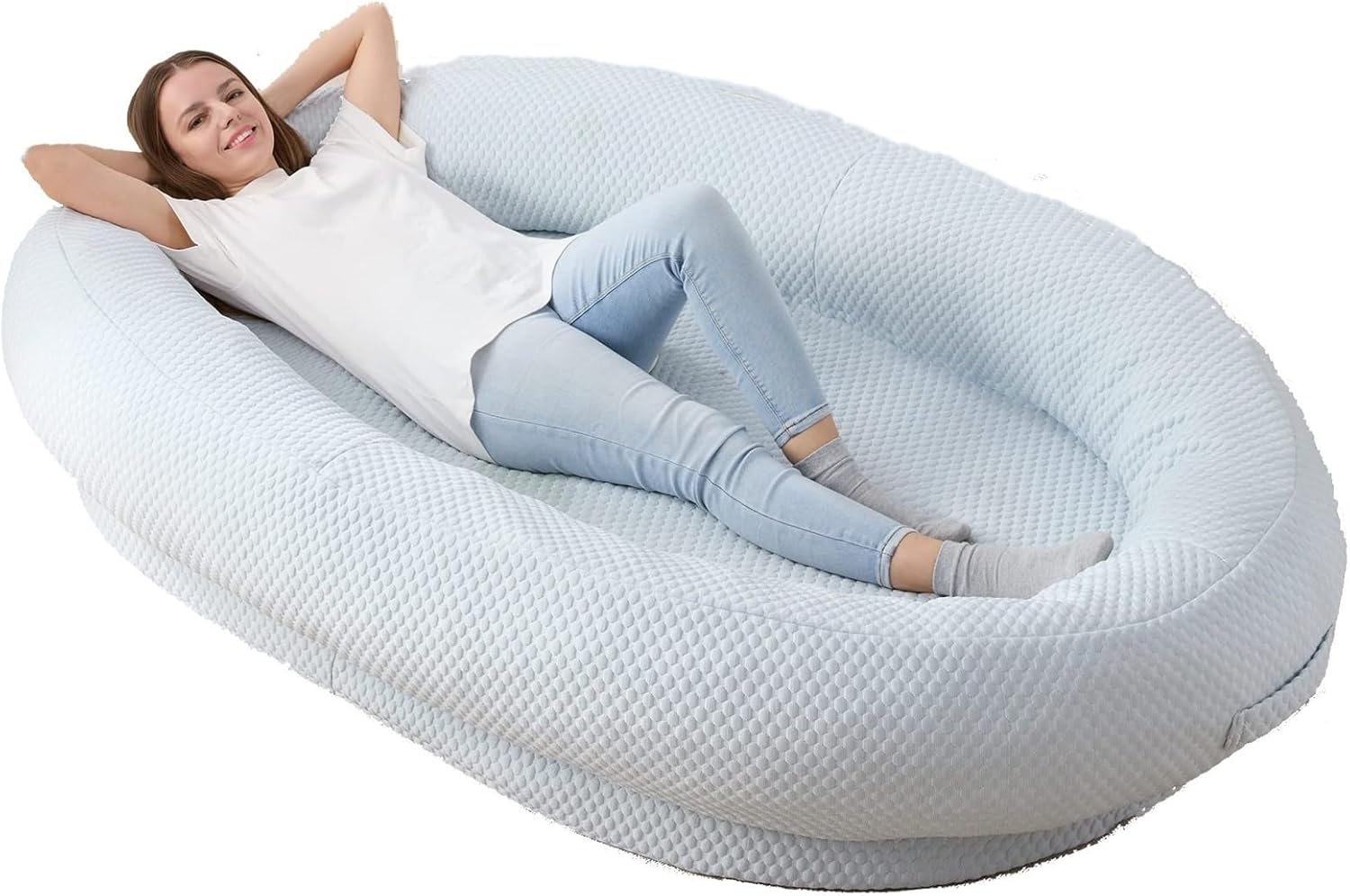 Human Sized Dog Bed, Sleeping Cool Ice Silk Bed, Bean Bag Dog Bed for Adults, with Non-Slip Bottom (One Color 190CM*120CM*30CM) (One Color 190CM*120CM*30CM)