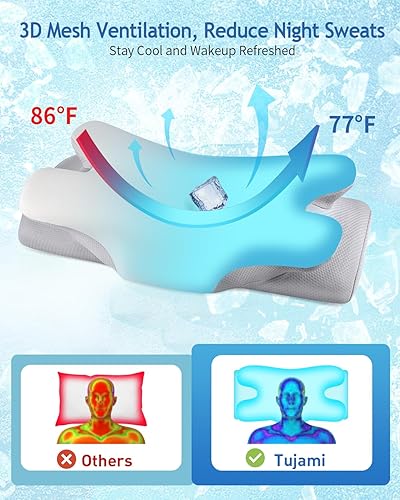 Miniatura 3 de Almohada cervical para el cuello para aliviar el dolor de dormir, almohada ergonómica refrescante para dormir lateral de contorno para soporte del