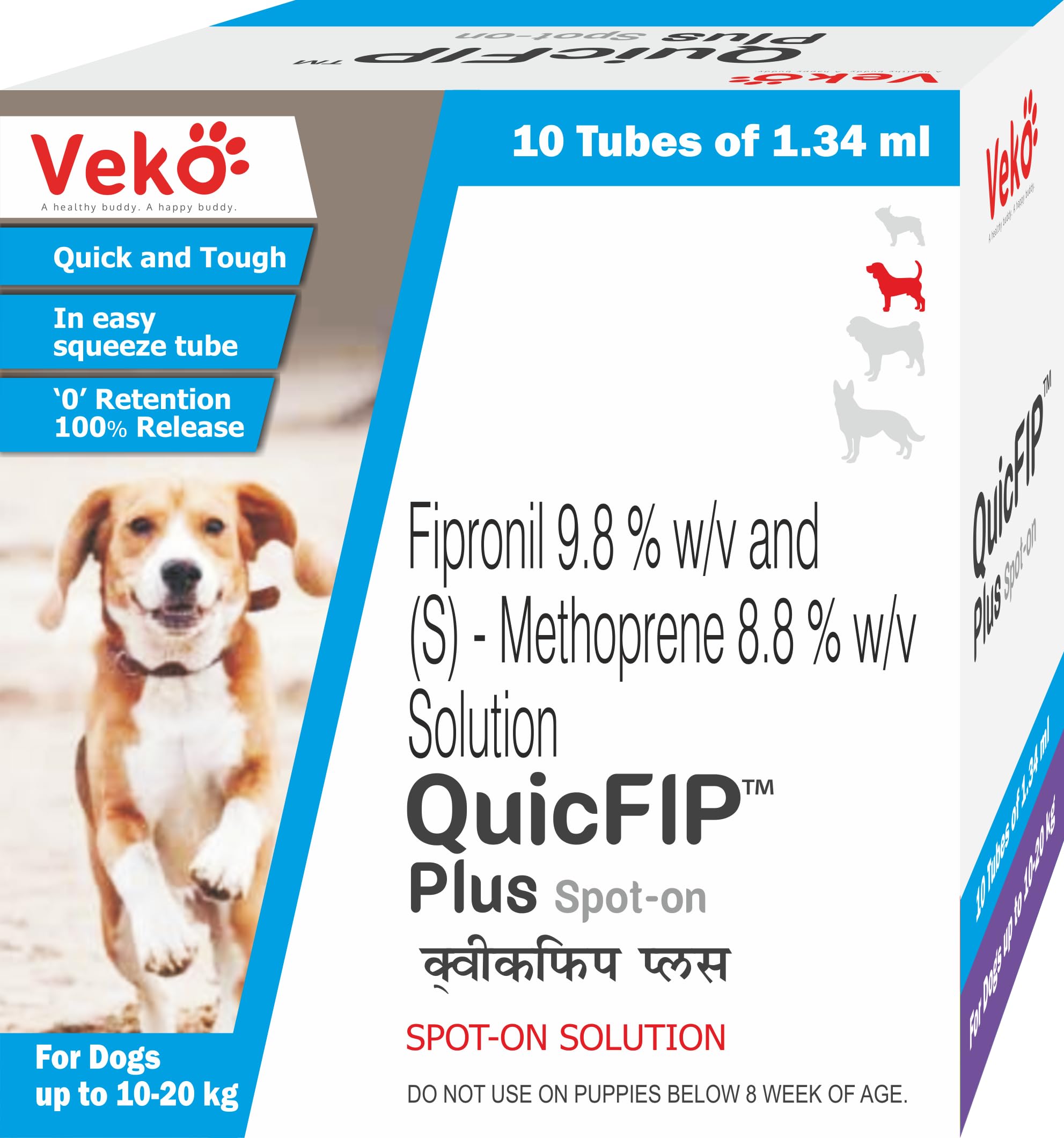 Veko Quicfip Plus Spot On Solution for Ticks and Fleas - for 20 Kg Dog (1 Tube of 1.34 Ml) (B0D7SKTYDP) Amazon Price History, Amazon Price Tracker