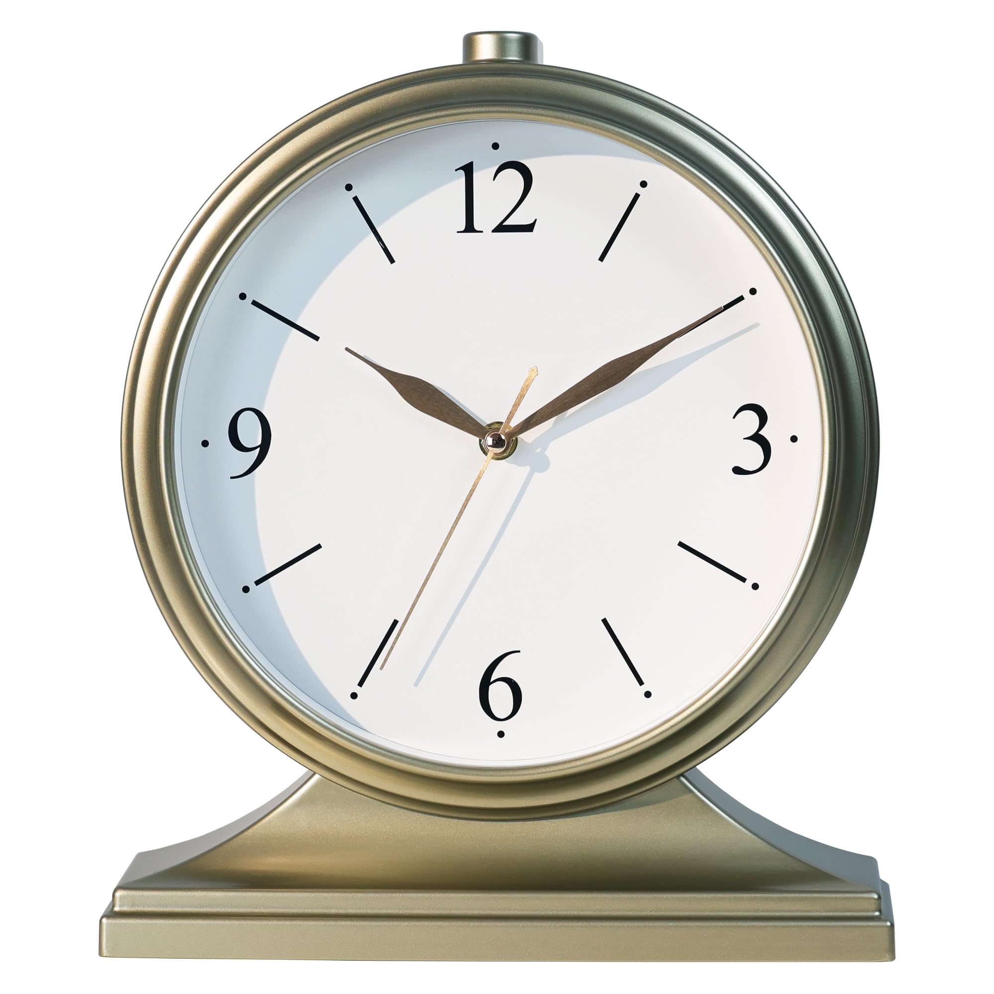 AYRELY® Vintage Desk Clock Silent-Non-Ticking 10-inch dial Table Clock,Retro Mantel Clocks and Easy to Read for Living Room, Bedroom, Shelf Decoration, Fireplace, Farmhouse Decor (Gold)