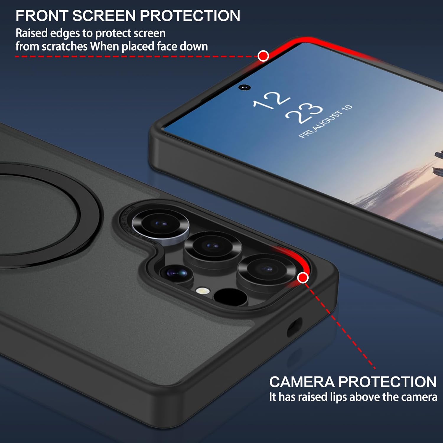 VENINGO for Samsung S25 Ultra Case, Magnetic Case for Samsung S25 Ultra, Slim Luxury Translucent Matte Shockproof Full Body Protection Phone Case Holder Kickstand for Samsung S25 Ultra 6.9'', Black - Image 9