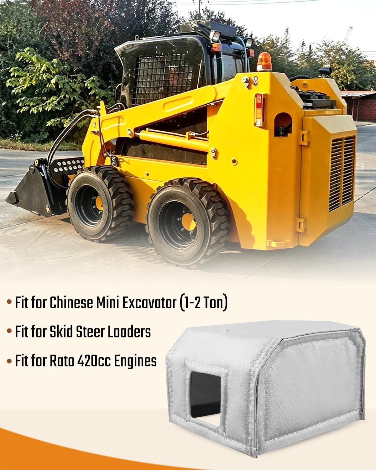 Muffler Blanket Fit for Chinese Mini Excavator 1-2 Ton, Skid Steer Loader and Rato 420cc Engine. 550°F Heat Shield Exhaust Insulation Cover, Water Dust Oil proof