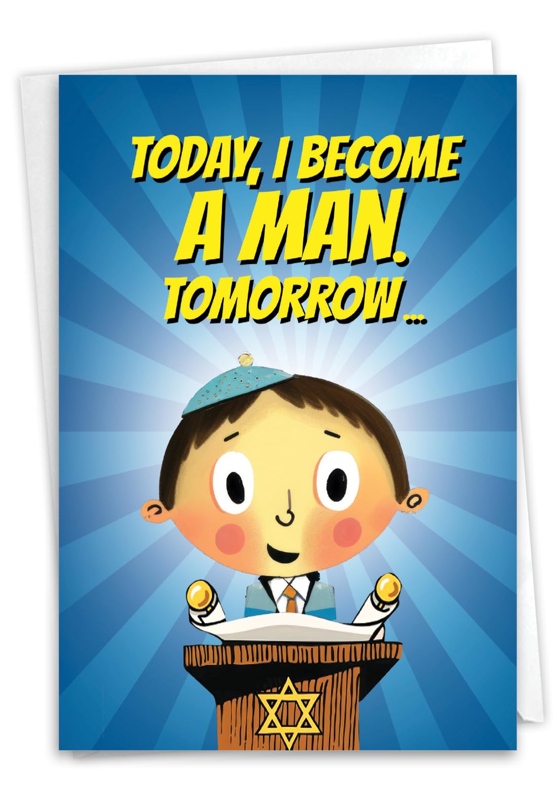 NobleWorks, Funny Bar Mitzvah Greeting Card with 5 x 7 Inch Envelope (1 Card) Became A Man C10844JBG — image 1