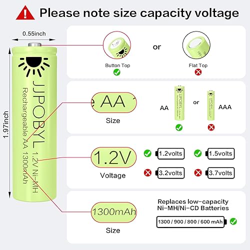 Miniatura 5 de Pilas recargables AA de 1300 mAh NIMH precargadas doble A batería de 1.2 V para luces solares, decoración de jardín al aire libre, luces de cadena
