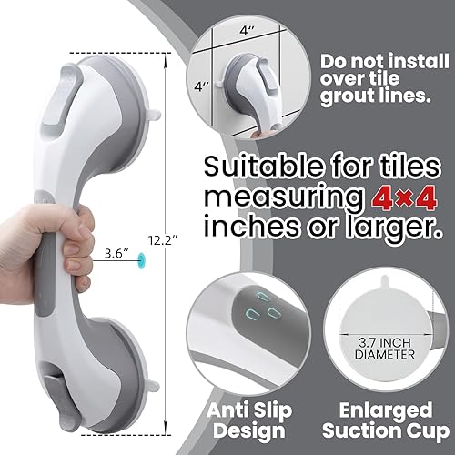 Miniatura 18 de TAILI - Barras de sujeción para la ducha con ventosa, paquete de 2 unidades, de 16 pulgadas, resistente y removible, sin taladro, impermeable